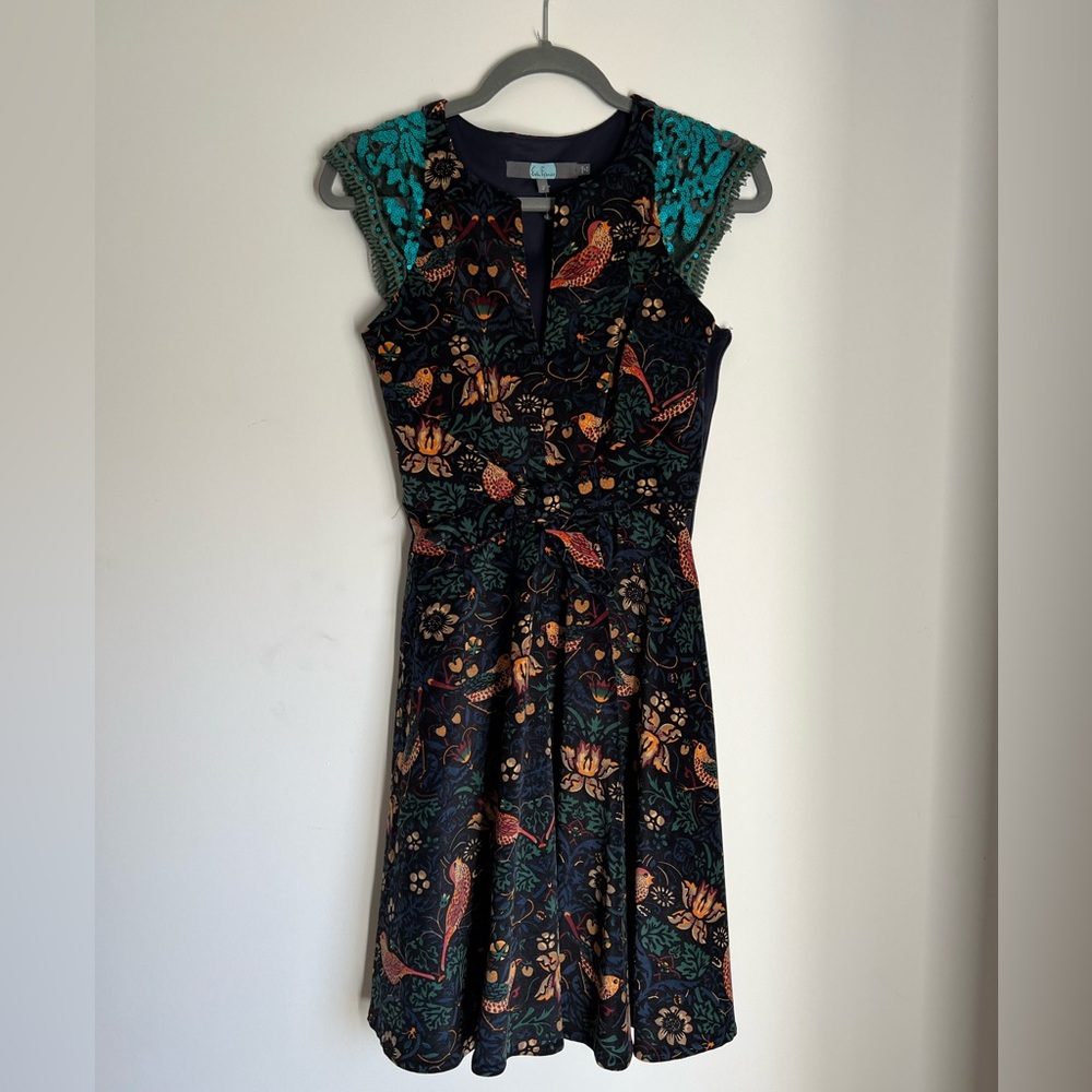 Anthropologie Larksong Dress William Morris Strawberry Thief Eva Franco RARE